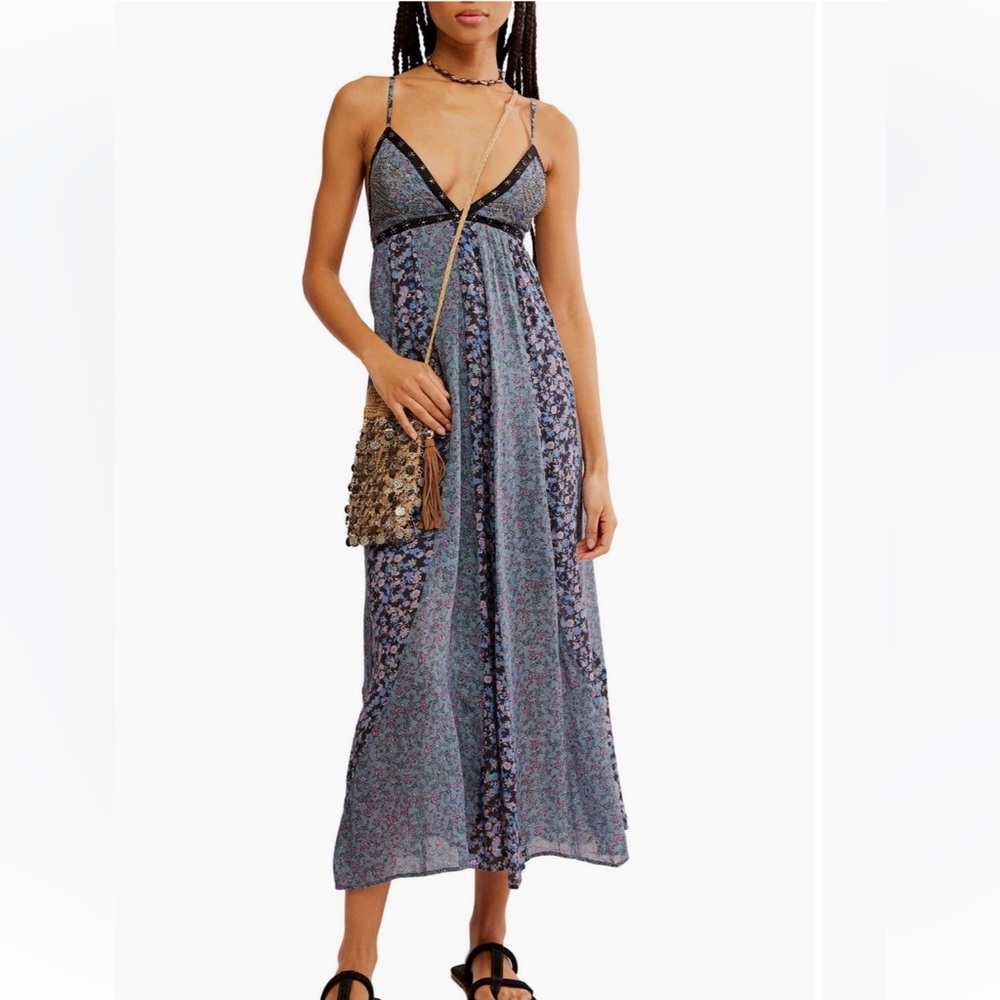 Free People Blue Floral Midi Dress